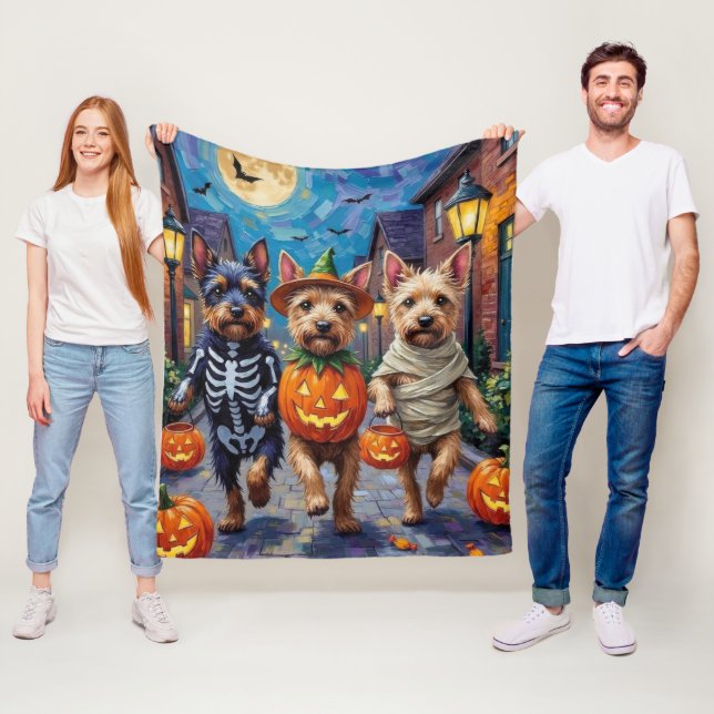 Cesky Terrier Halloweenkostym  Fleecefilt (På plats)