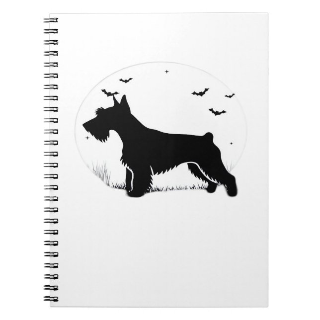 Cesky Terrier Hund - Halloween Måne Silhouette Cla Anteckningsbok (Framsidan)