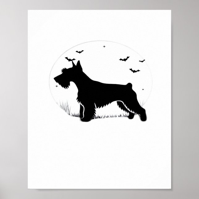 Cesky Terrier Hund - Halloween Måne Silhouette Cla Poster (Framsidan)