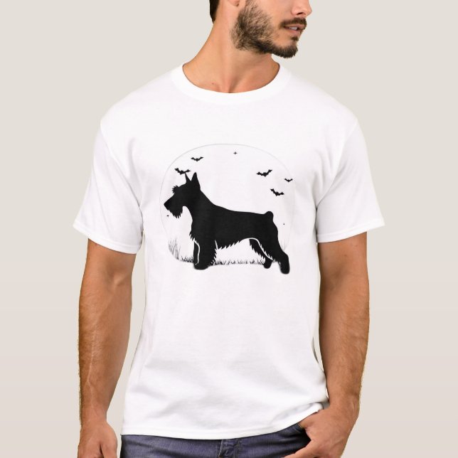 Cesky Terrier Hund � Halloween Moon Silhouette Cla T Shirt (Framsida)