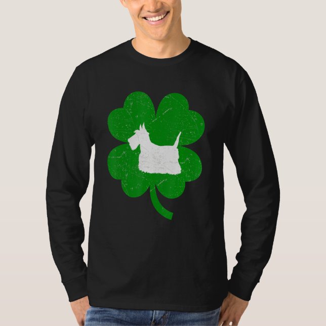 Cesky Terrier Hund Shamrock St Patrick S Day T Shirt (Framsida)