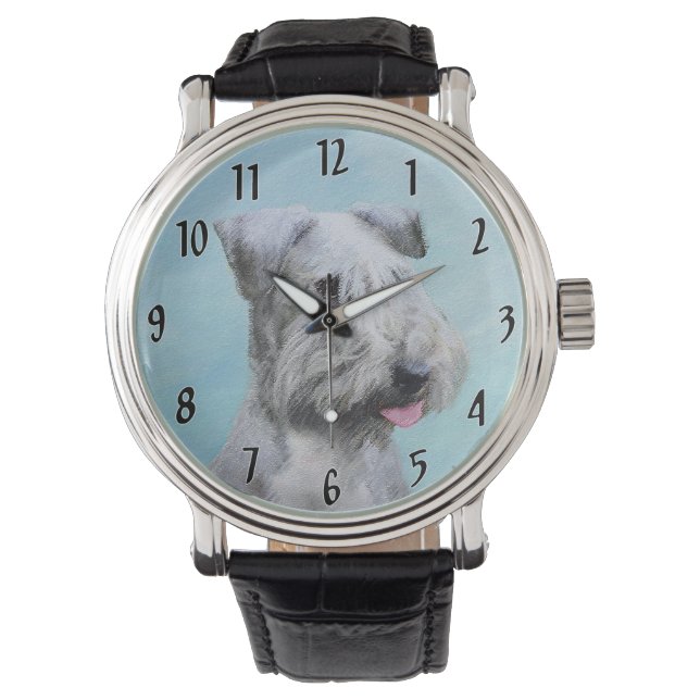 Cesky Terrier Painting - Cute Original Hund Art Armbandsur (Framsida)