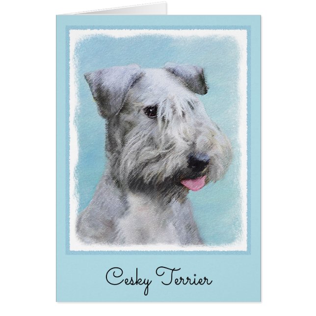 Cesky Terrier Painting - Cute Original Hund Art Hälsningskort (Framsidan)