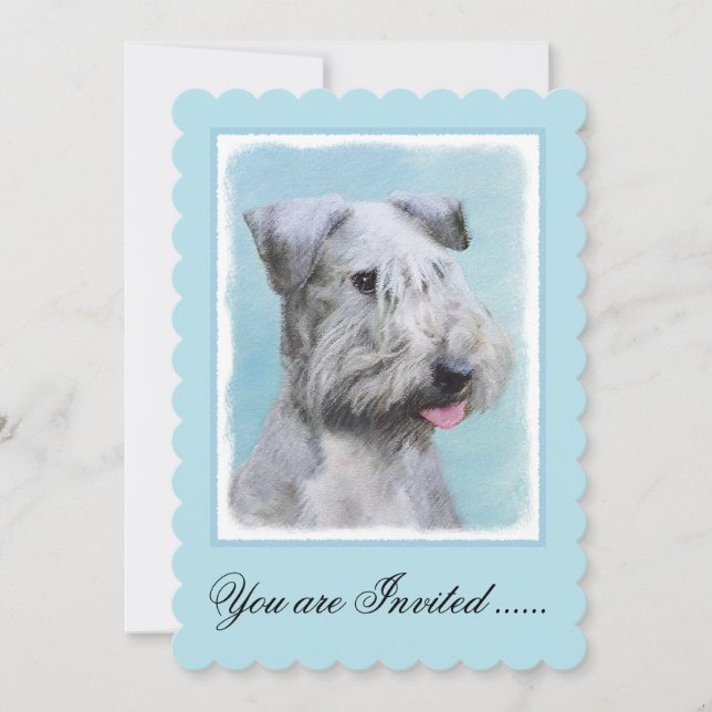 Cesky Terrier Painting - Cute Original Hund Art Inbjudningar (Framsida)