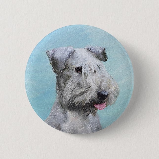 Cesky Terrier Painting - Cute Original Hund Art Knapp (Framsida)