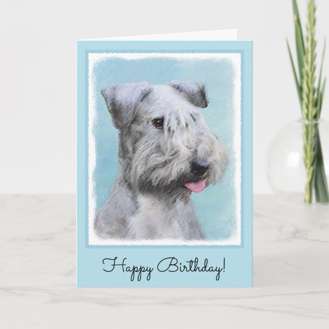 Cesky Terrier Painting - Cute Original Hund Art Kort (Framsida)