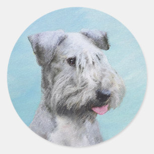 Cesky Terrier Painting - Cute Original Hund Art Runt Klistermärke
