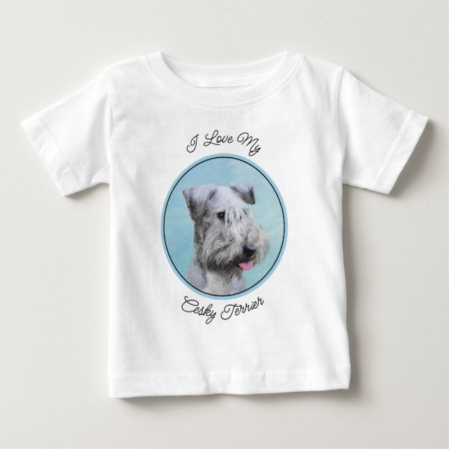 Cesky Terrier Painting - Cute Original Hund Art T Shirt (Framsida)