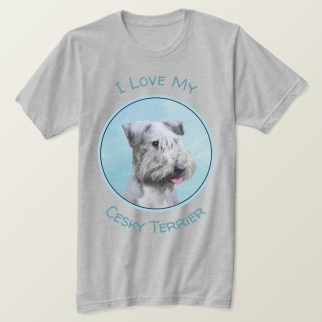 Cesky Terrier Painting - Cute Original Hund Art T Shirt (Design framsida)
