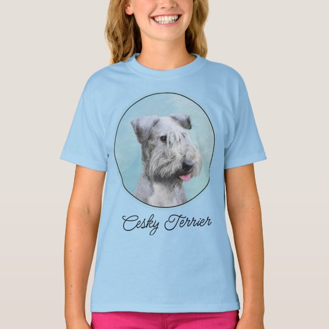 Cesky Terrier Painting - Cute Original Hund Art T- T Shirt (Framsida)