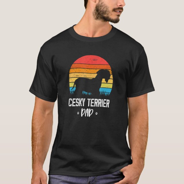 Cesky Terrier Pappa Retro T Shirt (Framsida)