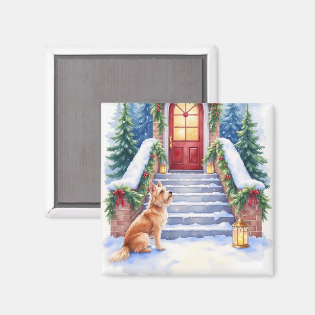 Cesky Terrier Snöig trappa julkonst Magnet (Front/Back)