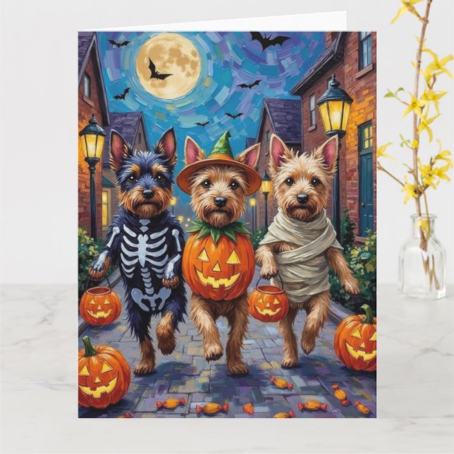 Cesky Terrier Trick-or-Treating Halloween Costume Kort (Gul blomma)
