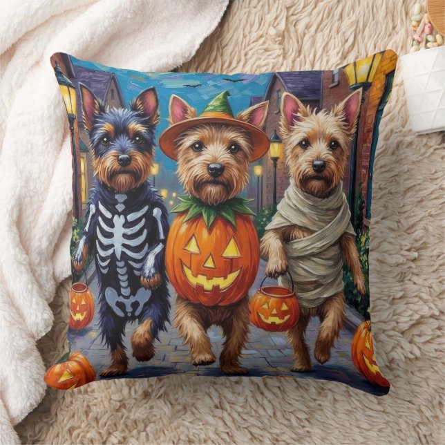 Cesky Terrier Trick-or-Treating Halloween Costume Kudde (Filt)