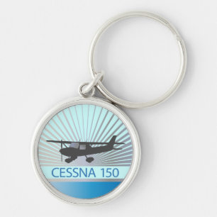 Cessna 150 flygplan rund silverfärgad nyckelring