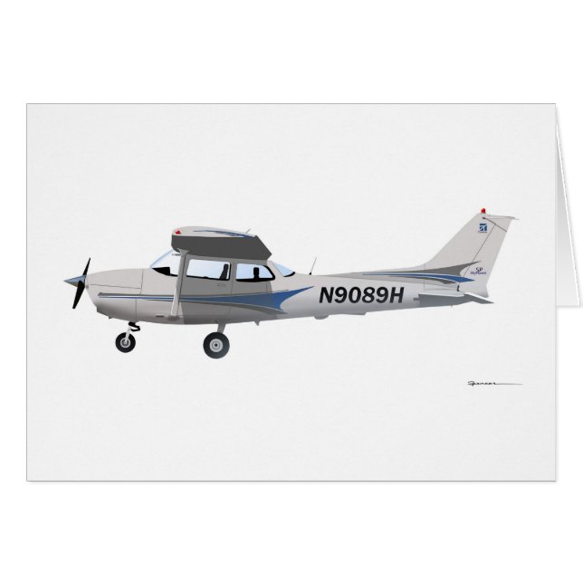Cessna 172 Skyhawk blått Hälsningskort (Framsidan Horizontal)