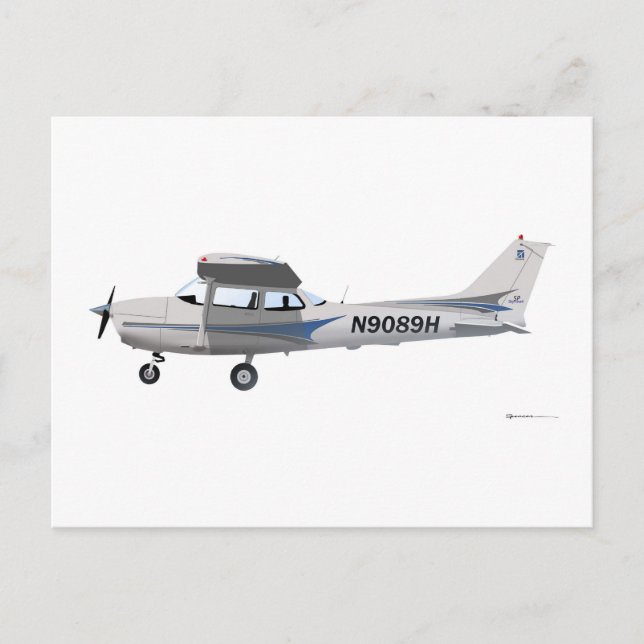 Cessna 172 Skyhawk Blue Vykort (Framsida)