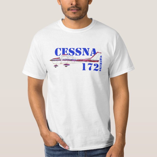 Cessna 172 Skyhawk Illustration Bold Text Design T Shirt (Framsida)