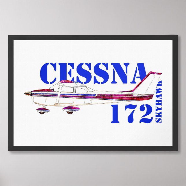 Cessna 172 Skyhawk Illustration Fet Text Design Fototryck (Skapare uppladdad)