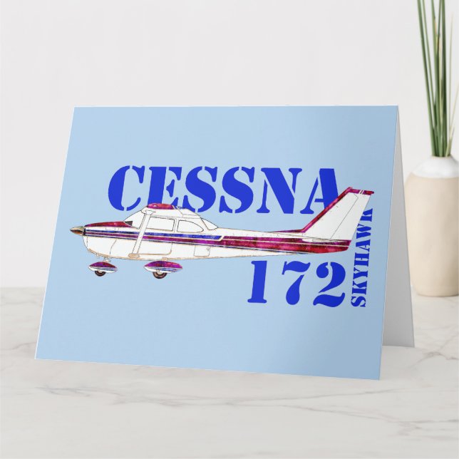 Cessna 172 Skyhawk Illustration Fet Text Design Tack Kort (Framsida)