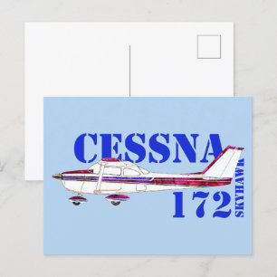 Cessna 172 Skyhawk Illustration Fet Text Design Vykort