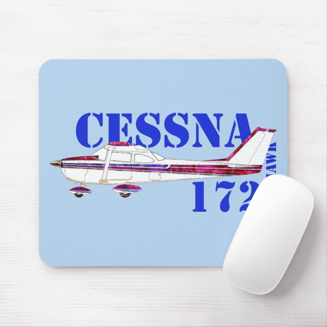 Cessna 172 Skyhawk Illustration Fet textdesign Musmatta (Med mus)