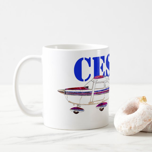 Cessna 172 Skyhawk Illustration Fetstil Design Kaffemugg (Med munk)