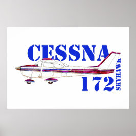 Cessna 172 Skyhawk Illustration Fetstil Design Poster