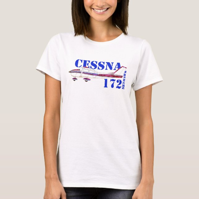 Cessna 172 Skyhawk Illustration Fetstil Design T Shirt (Framsida)