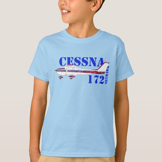 Cessna 172 Skyhawk Illustration Fetstil Design T Shirt (Framsida)