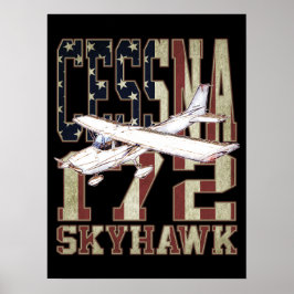 Cessna 172 Skyhawk med vintage amerikansk flagga Poster