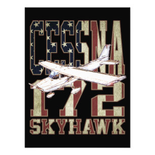 Cessna 172 Skyhawk med Vintage United Stater Flagg Fototryck