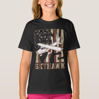 Cessna 172 Skyhawk med Vintage United Stater Flagg T Shirt