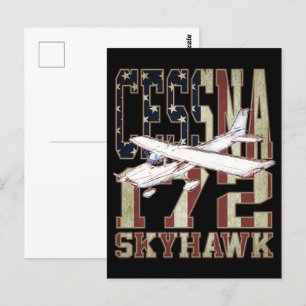 Cessna 172 Skyhawk med Vintage United Stater Flagg Vykort