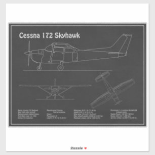 Cessna 172 Skyhawk - Planer för flygplansavtryck P Klistermärken
