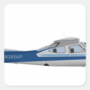 Cessna 177RG kardinal 395395 Fyrkantigt Klistermärke