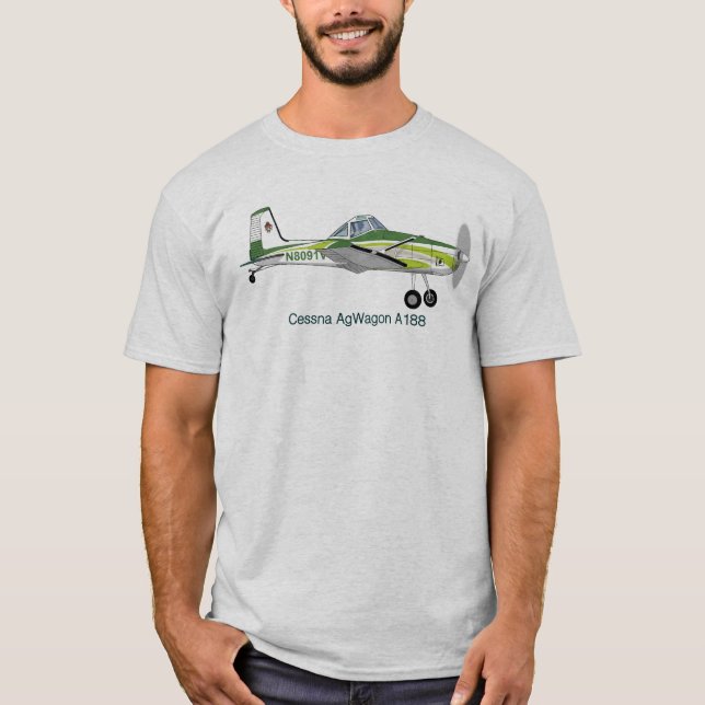 Cessna AgWagon A188 Skörd Duster-flygplan T Shirt (Framsida)