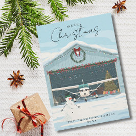 Cessna Airplane Christmas Tree in Hangar & Photo  Julkort