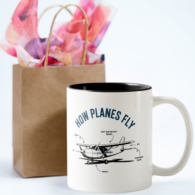 Cessna Airplane FUNNY How Flygplan Fly Pilot Flygn Två-Tonad Mugg (Skapare uppladdad)