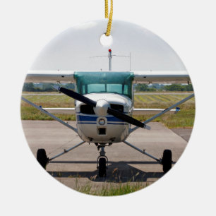 Cessna tänder flygplan julgransprydnad keramik