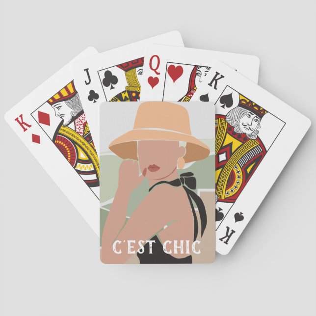 C'est Chic Elegant Summer Fransk Woman in SunHat Casinokort (Baksidan)