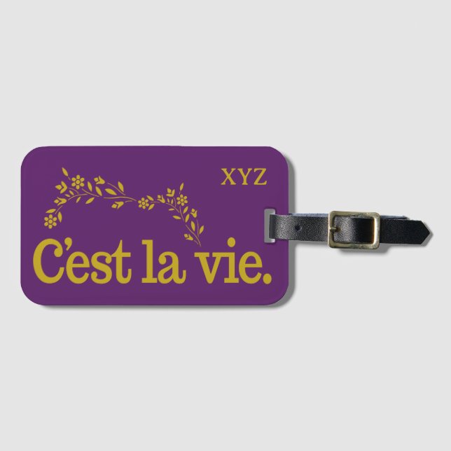 C'est La Vie anpassningsbar monogram Bagagebricka (Framsida horisontal)