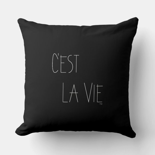 C'est La Vie - det är Life - Black Fransk Kudde (Framsida)