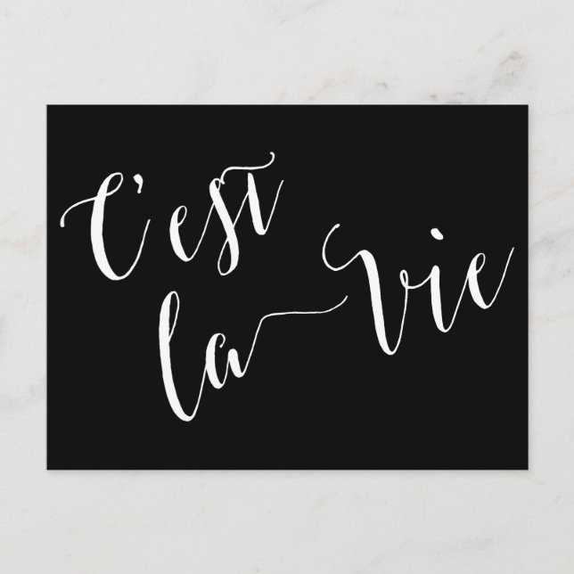 C'est la Vie Fransk Calligraphy Vykort (Framsida)