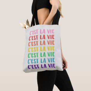C'est La Vie Fransk Ordalag Regnbåge Typografi Tygkasse