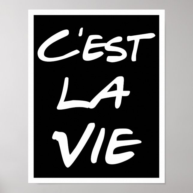 C'est La Vie Hand Lettering Poster - Black (Framsidan)