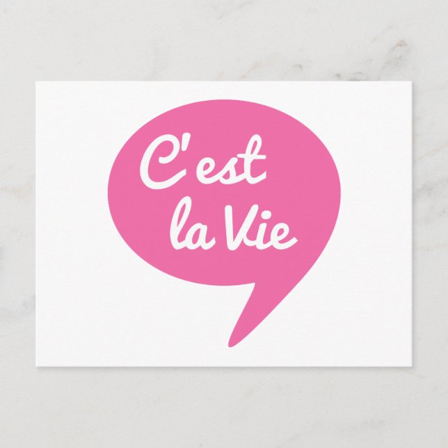 C'est la vie, "that's life" fransk ord art, text vykort (Framsida)