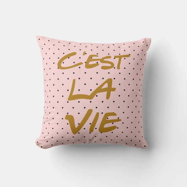 C'est La Vie Typography Polka dots Pillow Kudde (Framsida)