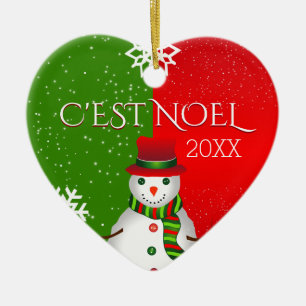 c'est noel snögubbe julgransprydnad keramik