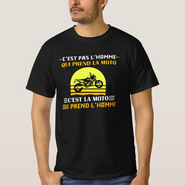 C'est pas l'homme moto cadeau motard message t shirt (Framsida)
